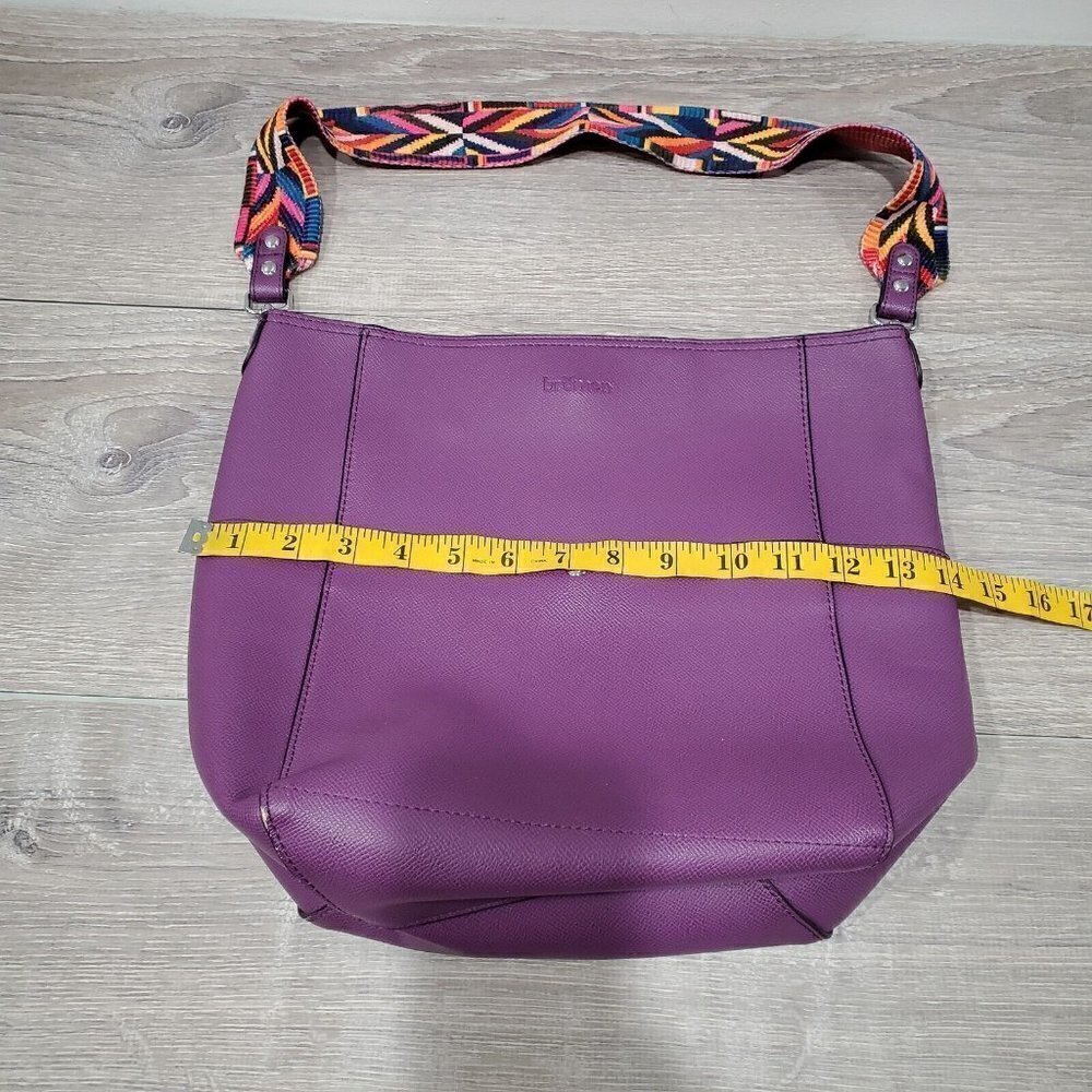 BROMEN Purse Large Bucket Bag Hobo Vegan Leather Handbag Purple Colored Strap - Picture 12 of 16